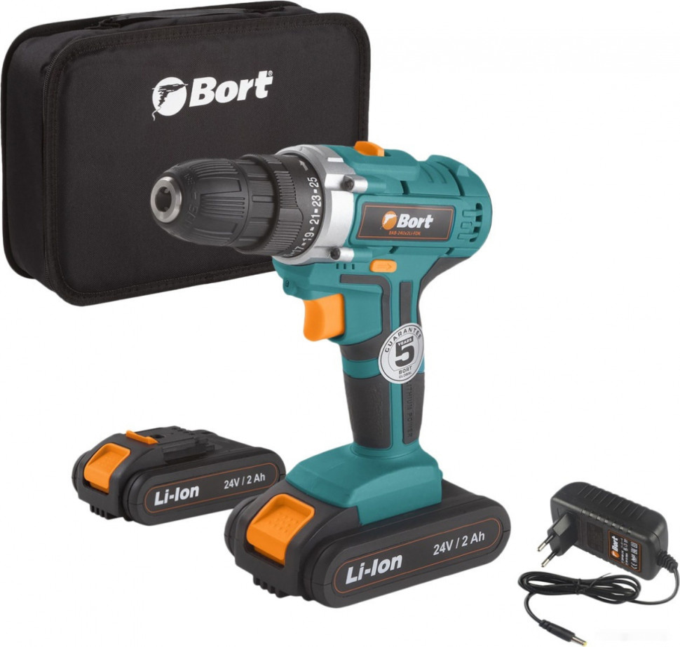 Дрель-шуруповерт BORT BAB-24UX2LI-FDK (с 2-мя АКБ)