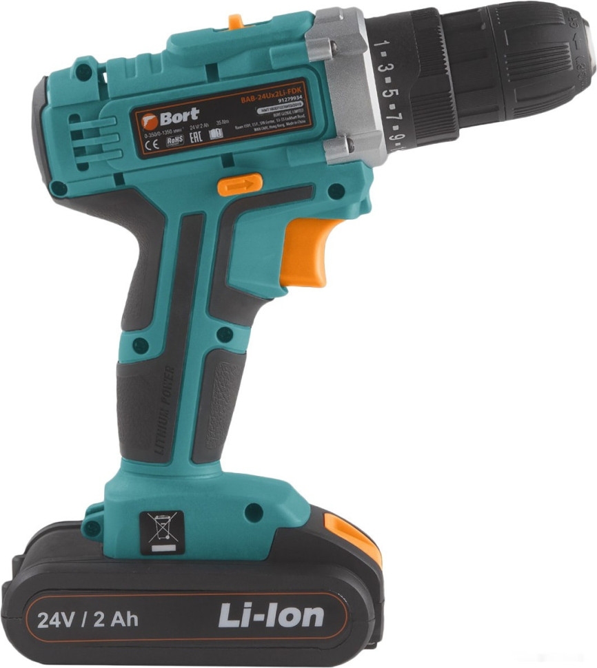 Дрель-шуруповерт BORT BAB-24UX2LI-FDK (с 2-мя АКБ)