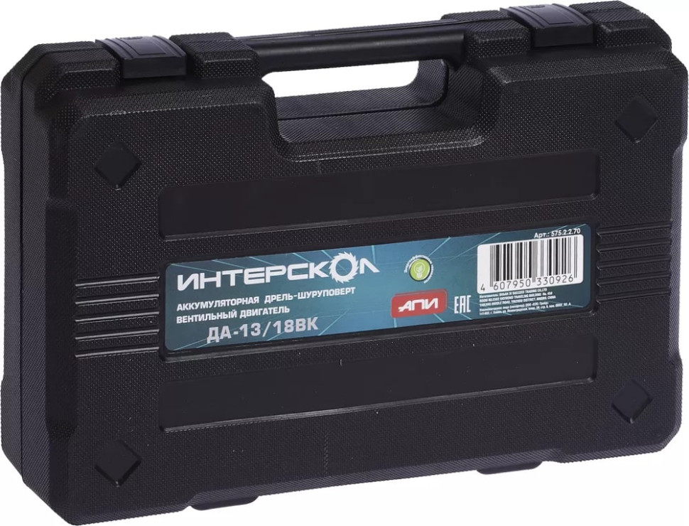 Дрель-шуруповерт Интерскол ДА-13/18ВК (с 2-мя АКБ 2 Ач, кейс)