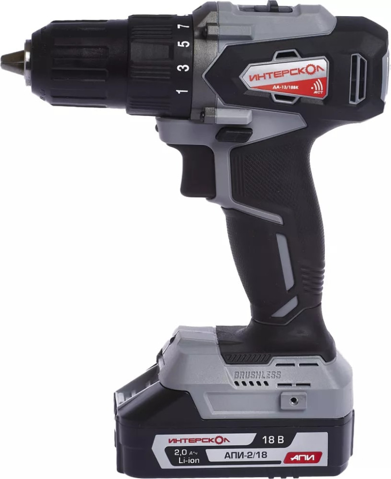Дрель-шуруповерт Интерскол ДА-13/18ВК (с 2-мя АКБ 2 Ач, кейс)