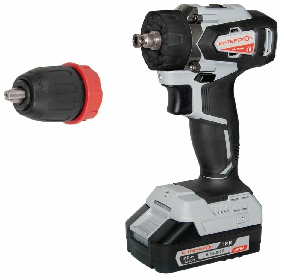 Дрель-шуруповерт Интерскол ДА-13/18ВК (с 2-мя АКБ 2 Ач, кейс)