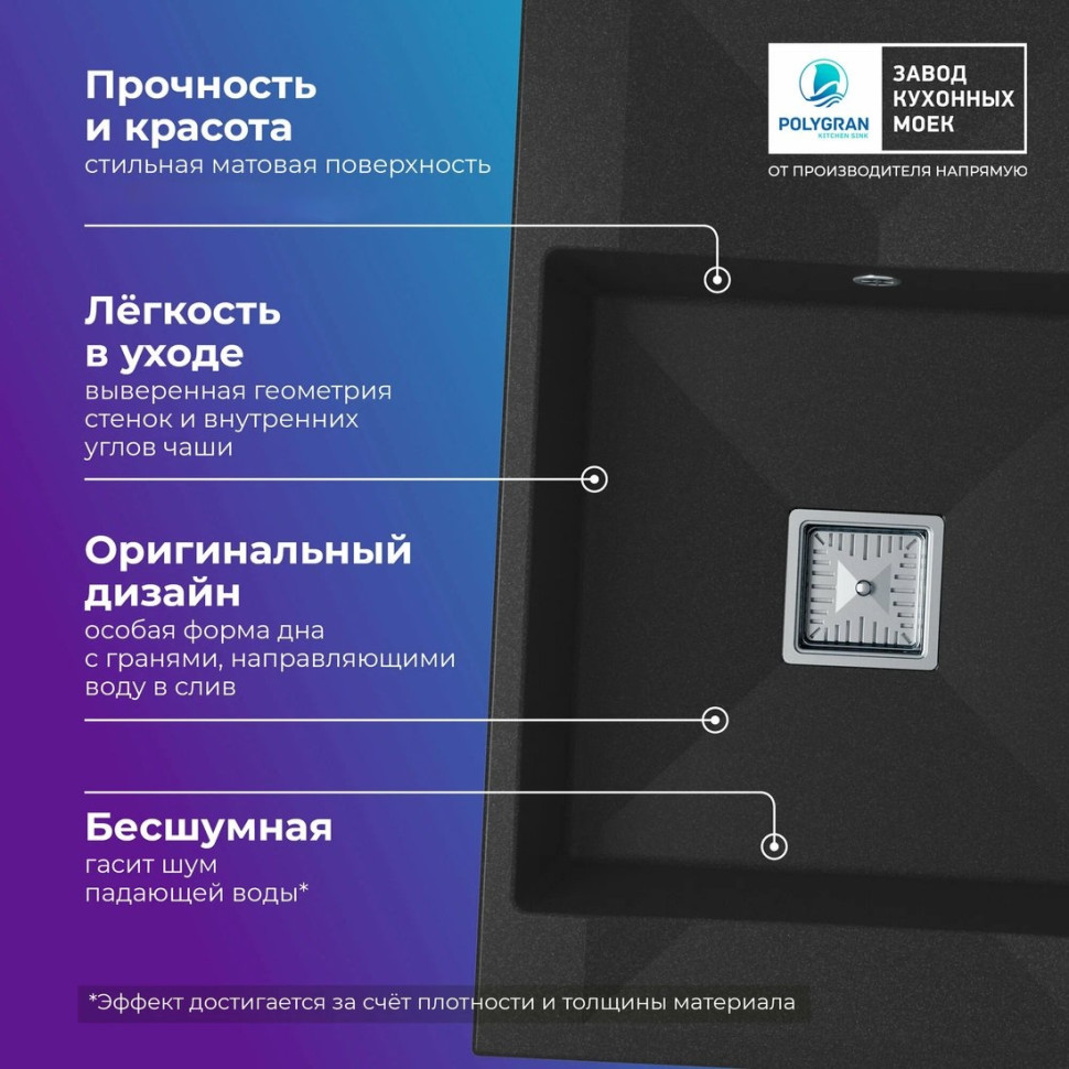 Кухонная мойка Polygran Blade 780 (черный)