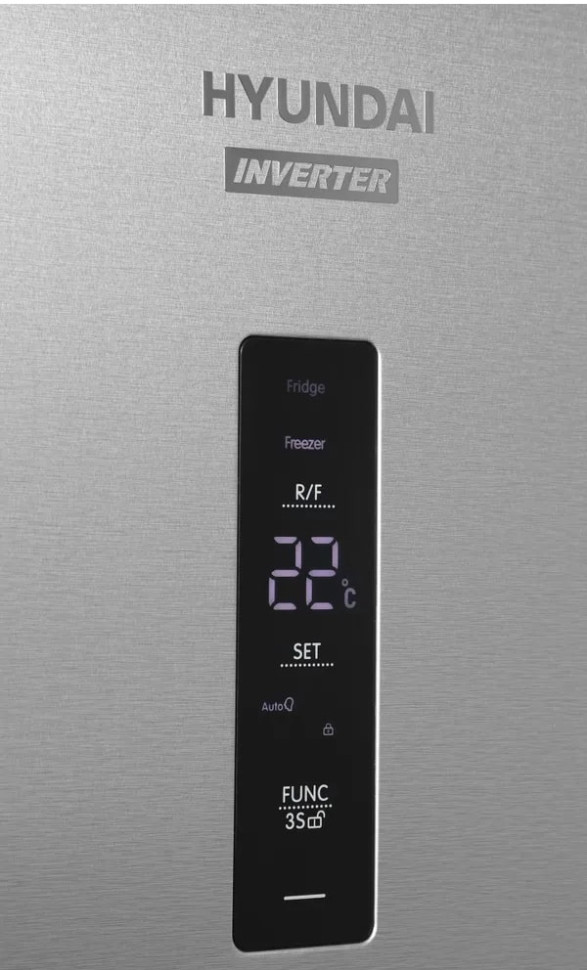 Холодильник с морозильником Hyundai CM45083F нержавеющая сталь