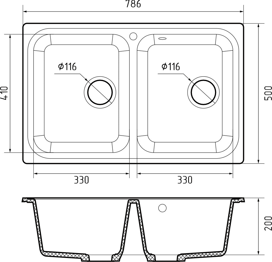 Кухонная мойка GranFest GF-S780K (черный)