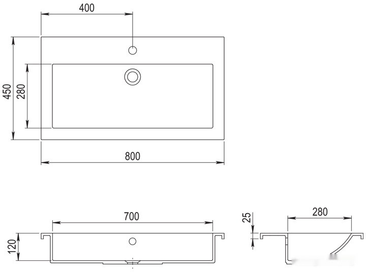 Умывальник AquaSanita BQA 80 700 (белый)
