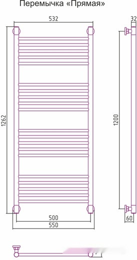 Полотенцесушитель Сунержа Богема+ 1200x500 00-0220-1250