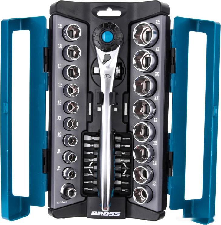 Набор трещотка с головками и битами Gross 14145 (36 предметов)