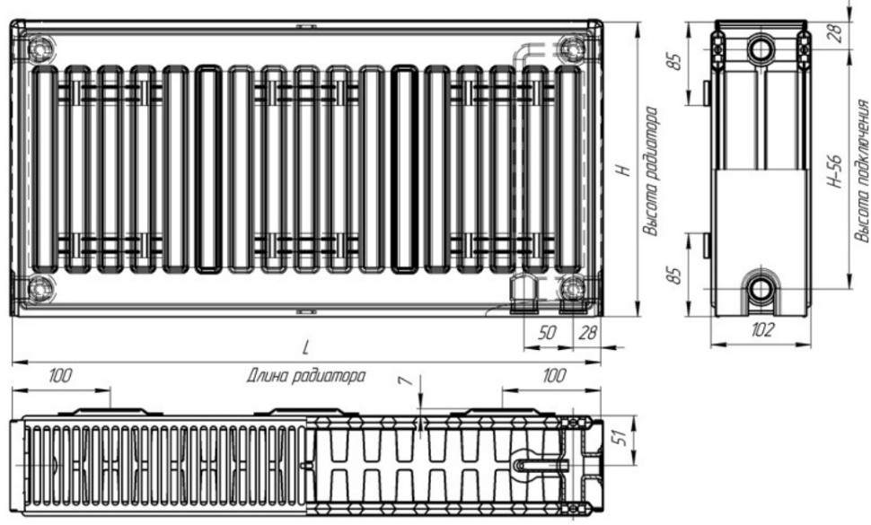 Радиатор Лидея ЛУ 22-506 500x600