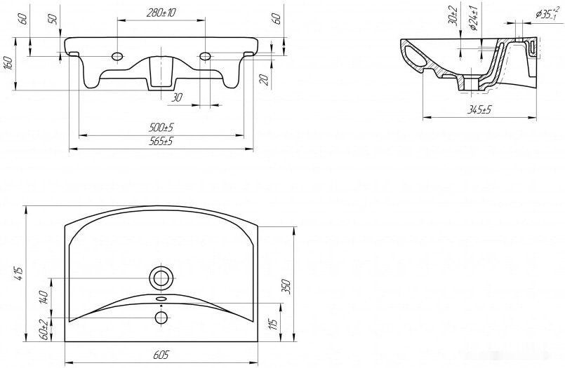Умывальник Cersanit CARINA 60 (с пьедесталом)