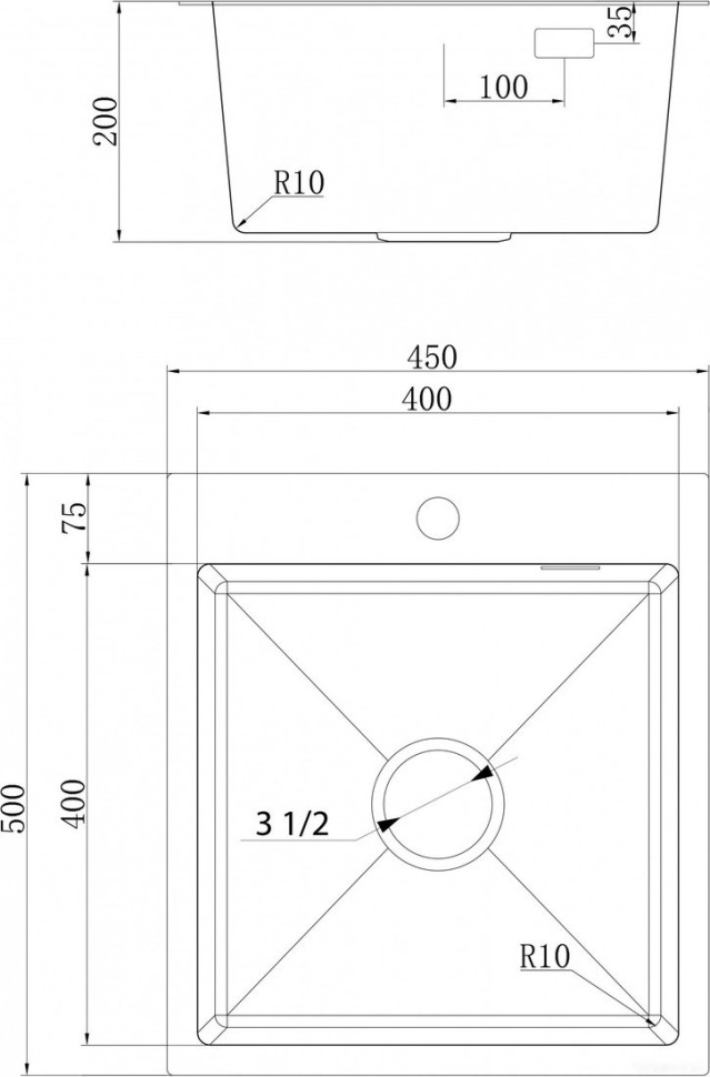 Кухонная мойка Ukinox PRB450.500-GT10C0CW