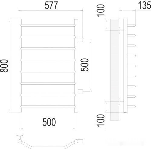 Полотенцесушитель Terminus Виктория П8 500x800 бп (хром)