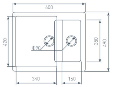 Кухонная мойка Zigmund & Shtain RECHTECK 600.2 (Осенняя трава)
