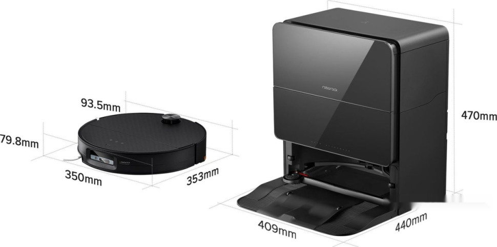 Робот-пылесос Roborock Robotic Vacuum Cleaner+Empty Wash Fill Dock S9 MaxV Ultra S90VER S9MVU52-02 (с русской озвучкой, черный)