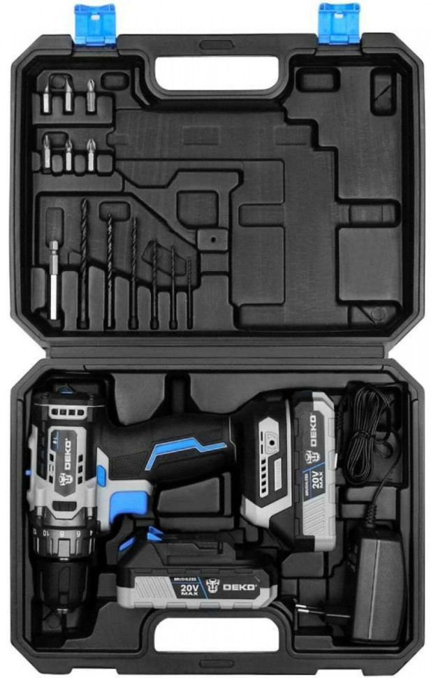 Дрель-шуруповерт Deko Sharker case 063-4036 (с 2-мя АКБ, кейс)