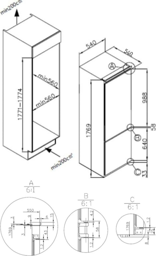 Холодильник Meferi MBR177 Low Frost Light