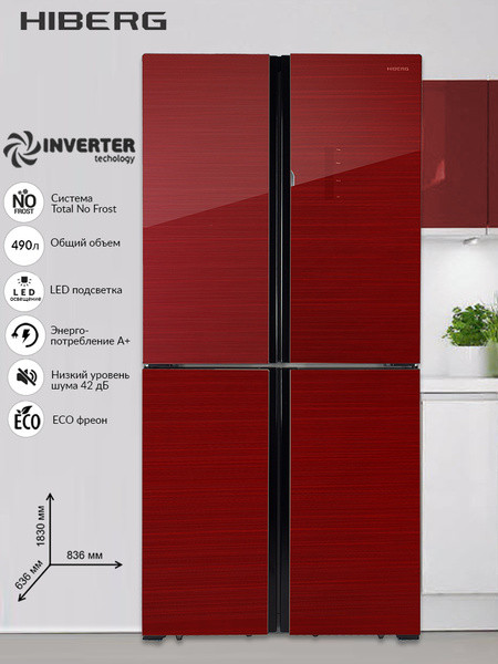 Четырёхдверный холодильник HIBERG RFQ-500DX NFGR Inverter