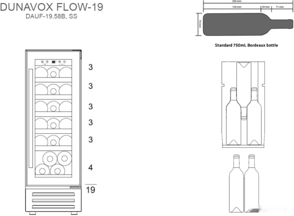 Винный шкаф Dunavox DAUF-19.58B