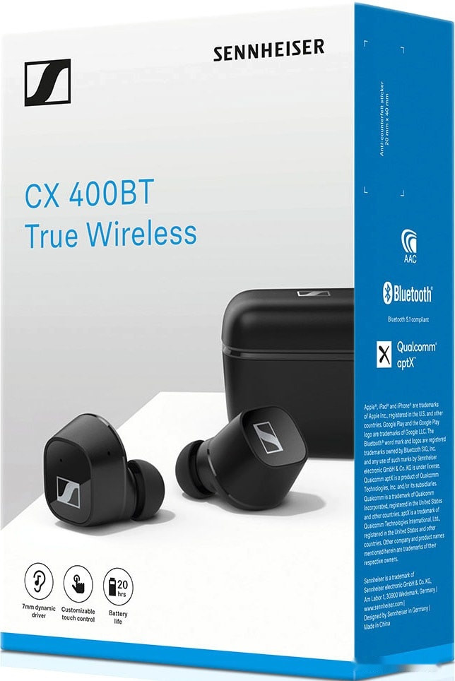 Наушники Sennheiser CX 400BT True Wireless (черный)