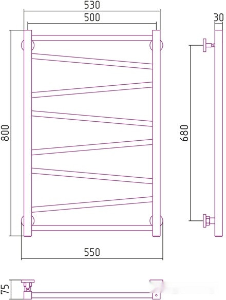 Полотенцесушитель Сунержа Сирокко 800х500 00-0253-8050