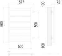 Полотенцесушитель Terminus Аврора П6 500x600 бп (хром)