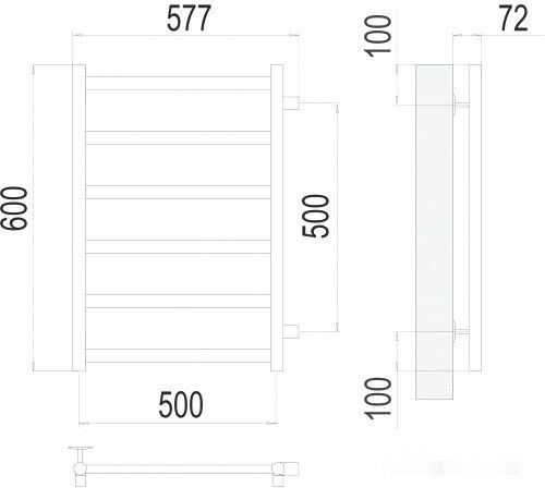 Полотенцесушитель Terminus Аврора П6 500x600 бп (хром)