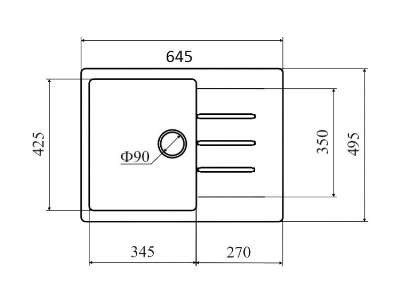 Кухонная мойка Zigmund & Shtain RECHTECK 645 (Темная скала)