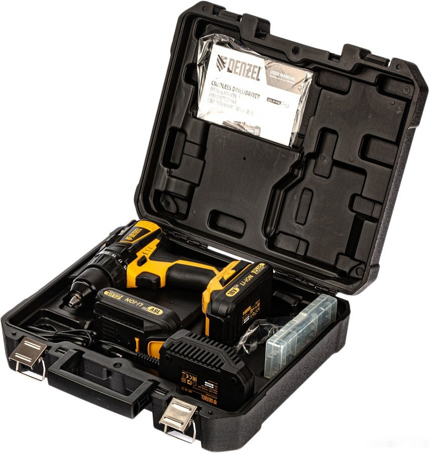 Дрель-шуруповерт Denzel BLDL-IB-IB-18-02 (с 2-мя АКБ, кейс)