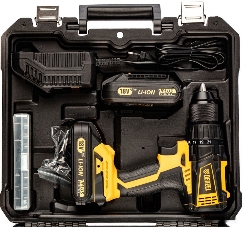 Дрель-шуруповерт Denzel BLDL-IB-IB-18-02 (с 2-мя АКБ, кейс)