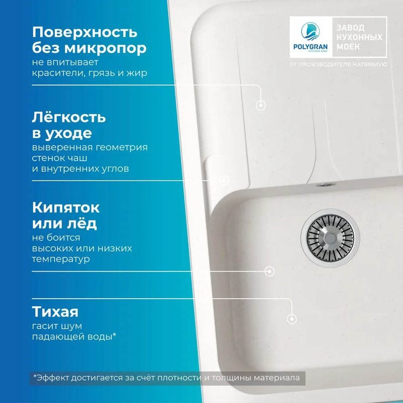 Кухонная мойка Polygran Alto 780 (белый хлопок)