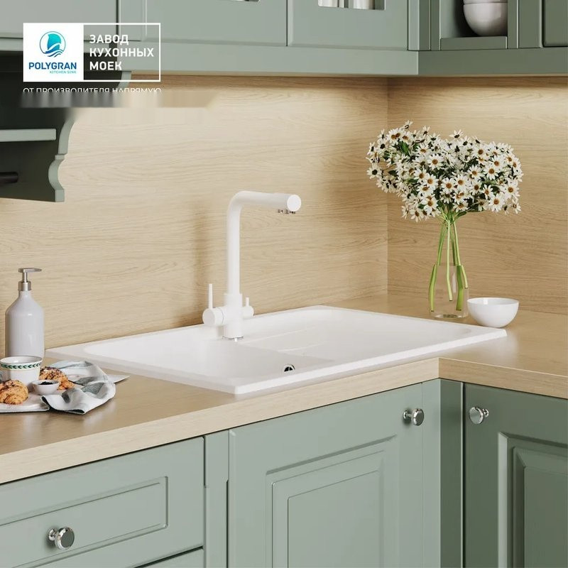 Кухонная мойка Polygran Alto 780 (белый хлопок)