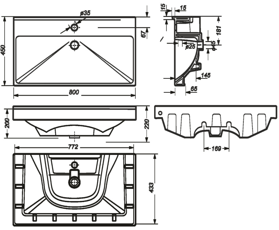 Умывальник SANITA LUXE Fest 80x45.5