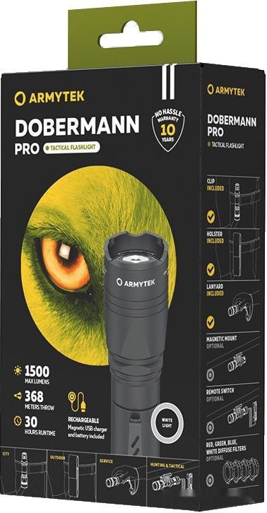 Фонарь Armytek Dobermann Pro Magnet USB (белый)