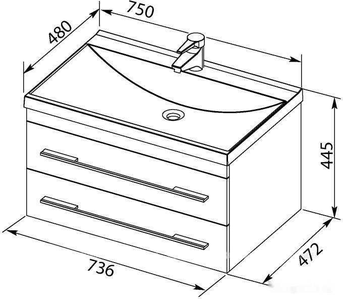 Умывальник Aquanet Нота 75 281221