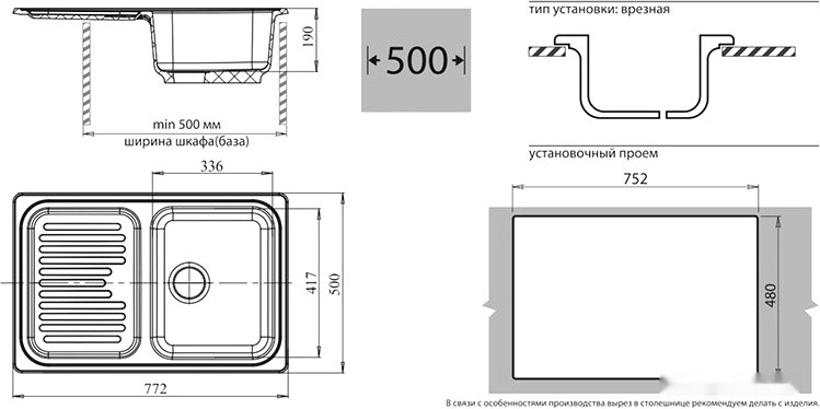 Кухонная мойка GranFest GF-S780L (серый)