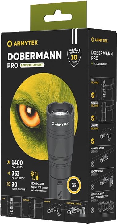 Фонарь Armytek Dobermann Pro Magnet USB (теплый свет)
