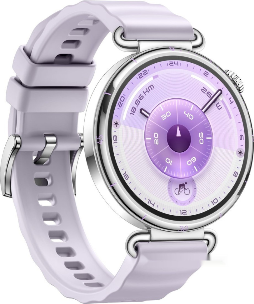 Умные часы Huawei Watch GT 6 41 мм (серебристый, с сиреневым силиконовым ремешком, международная версия)