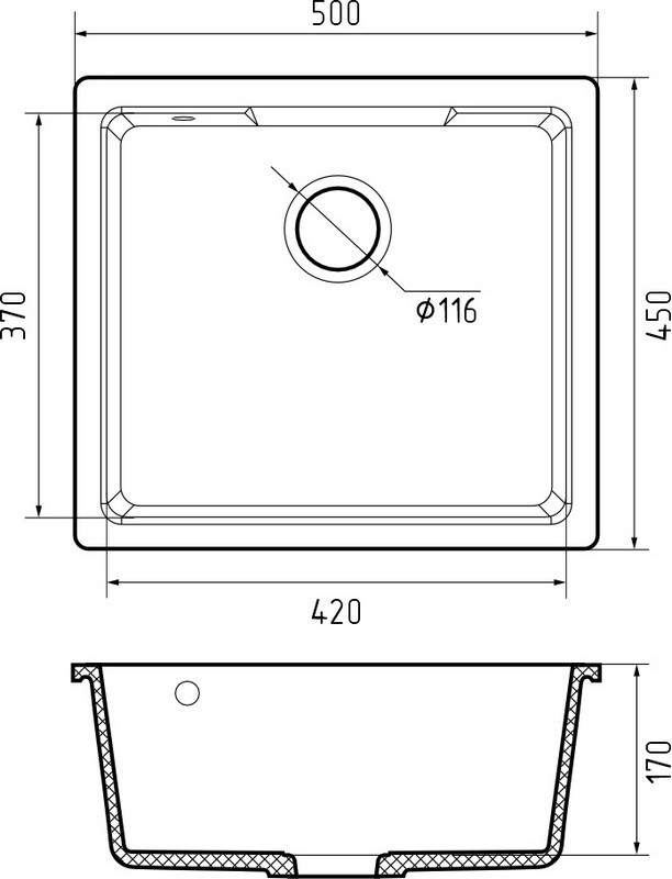 Кухонная мойка GranFest QUARZ GF-UR-4550 (черный)