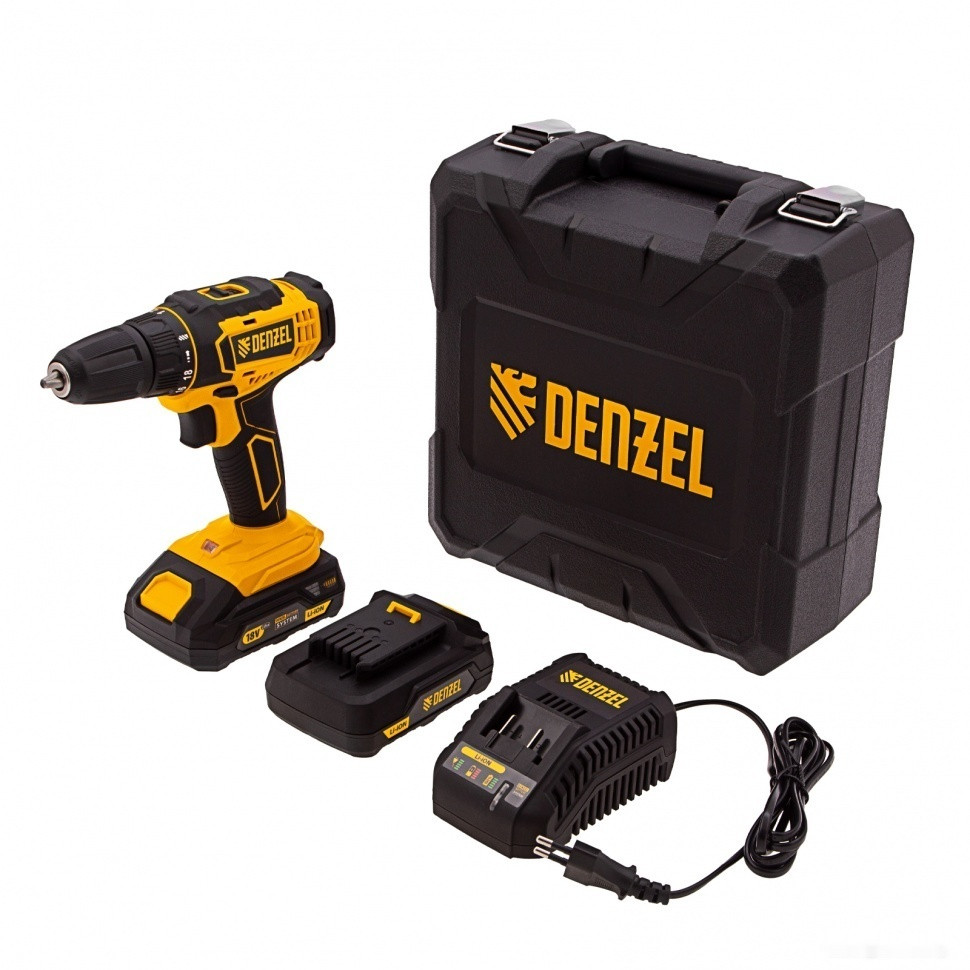 Дрель-шуруповерт Denzel CDL-18-02BM (с 2-мя АКБ, кейс)