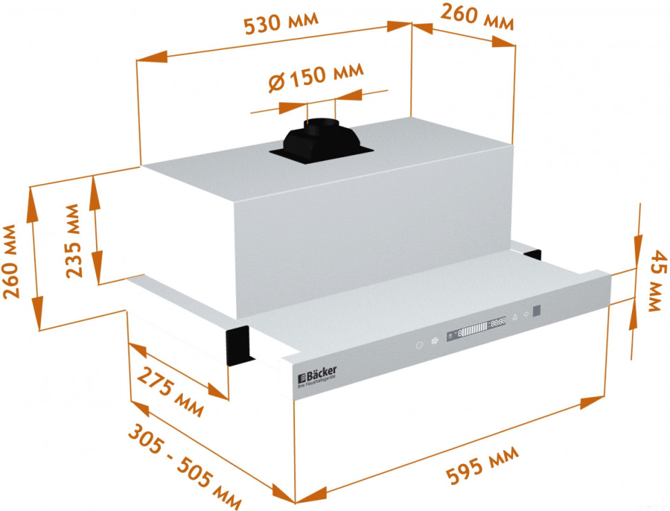 Вытяжка Backer TH60CL-15F1K-Shiny White MC