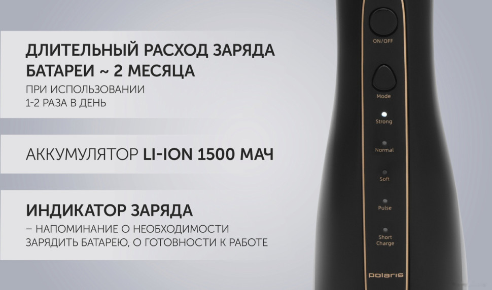 Ирригатор Polaris PWF 0201 (черный)