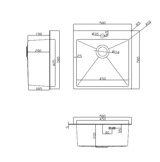 Кухонная мойка ARFEKA Eco AR 500*500 BLACK PVD NANO