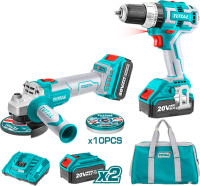 Набор инструментов Total TCKLI6015 (шуруповерт, болгарка, с 2-мя АКБ)