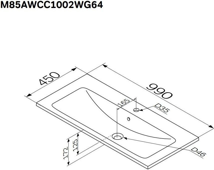Умывальник Am.Pm X-Joy M85AWCC1002WG64