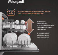 Посудомоечная машина Weissgauff BDW 6037 Inverter AutoOpen Infolight