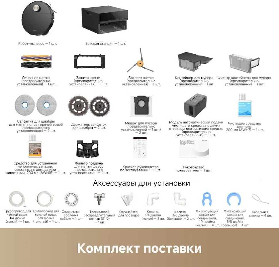 Робот-пылесос Dreame Robot Vacuum X60 Master Black RLX88DE (евровилка, черный)