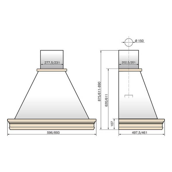 Вытяжка Elikor Вилла Валенсия 90П-650-П3Д (топленое молоко/дуб неокрашенный)