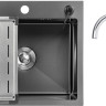 Кухонная мойка Saniteco 5045 Nano + Spike F9S07000 (хром, с сифоном, дозатором и коландером)