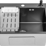 Кухонная мойка Saniteco 5045 Nano + Spike F9S07000 (хром, с сифоном, дозатором и коландером)