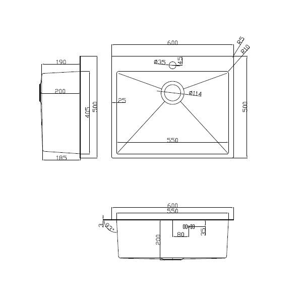 Кухонная мойка ARFEKA Eco AR 600*500 SATIN