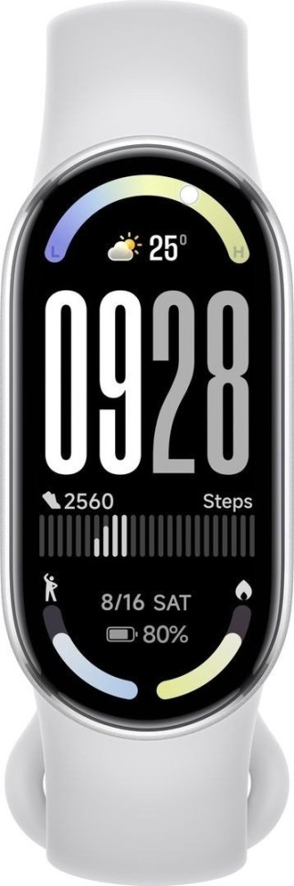 Фитнес-браслет Xiaomi Smart Band 10 M2459B1 (серебристый, с белым силиконовым ремешком, международная версия)
